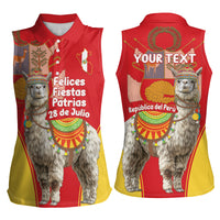 Personalised Peru Independence Day Women Sleeveless Polo Shirt Peruvian Alpaca Feliz 28 de Julio - Wonder Print Shop