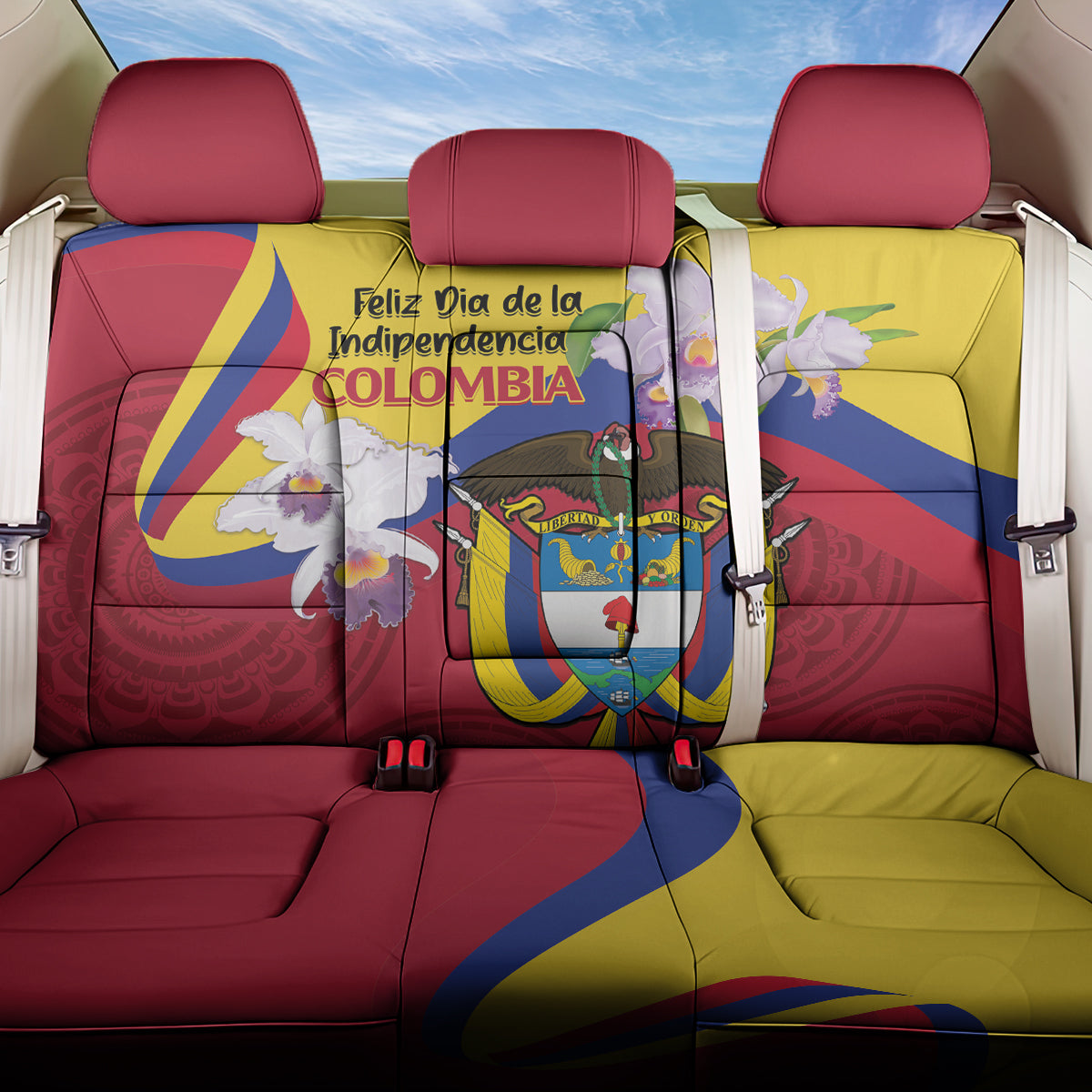 Colombia Independence Day Back Car Seat Cover Feliz Dia de la Independencia - Wonder Print Shop