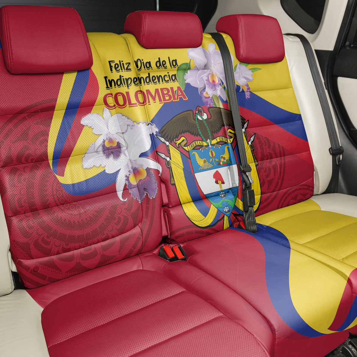 Colombia Independence Day Back Car Seat Cover Feliz Dia de la Independencia - Wonder Print Shop
