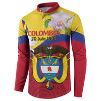 Colombia Independence Day Button Sweatshirt Feliz Dia de la Independencia - Wonder Print Shop