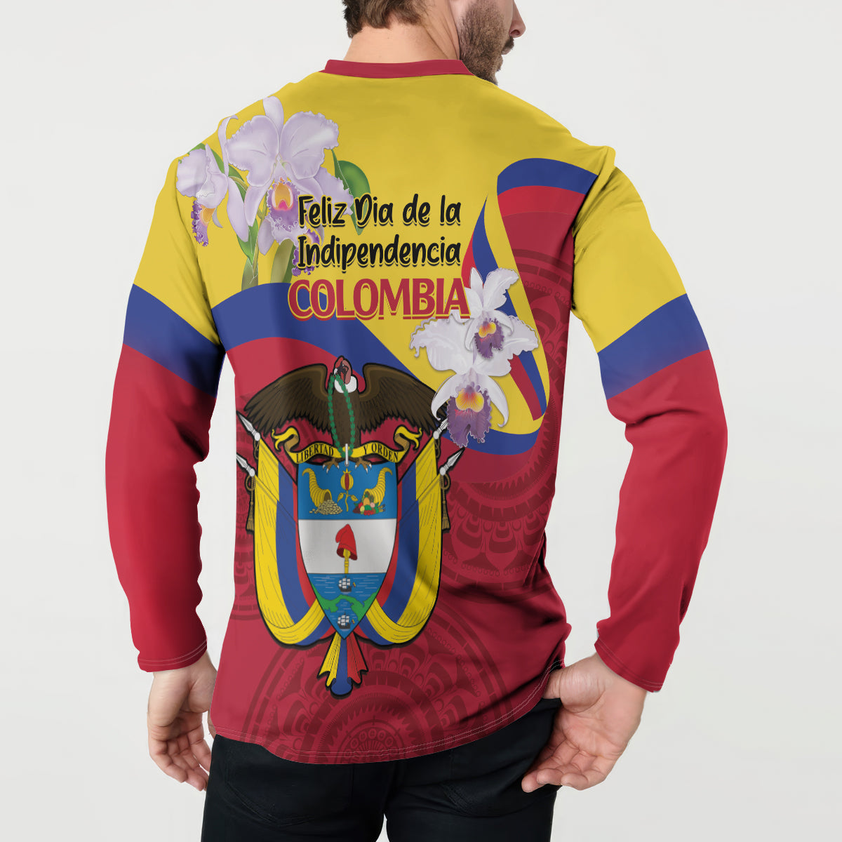 Colombia Independence Day Button Sweatshirt Feliz Dia de la Independencia - Wonder Print Shop