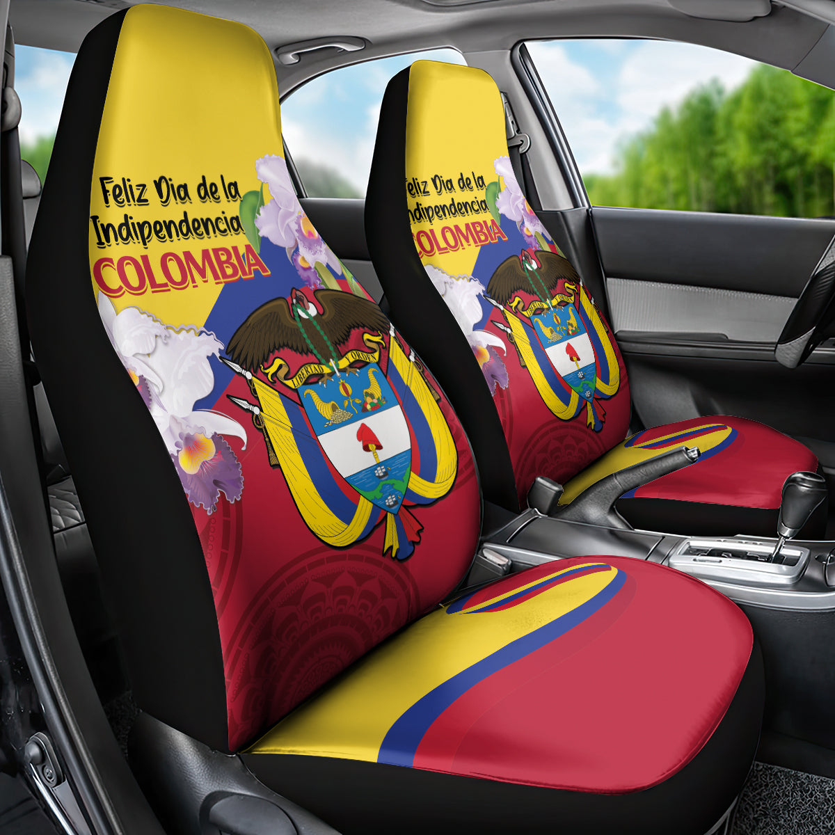 Colombia Independence Day Car Seat Cover Feliz Dia de la Independencia - Wonder Print Shop