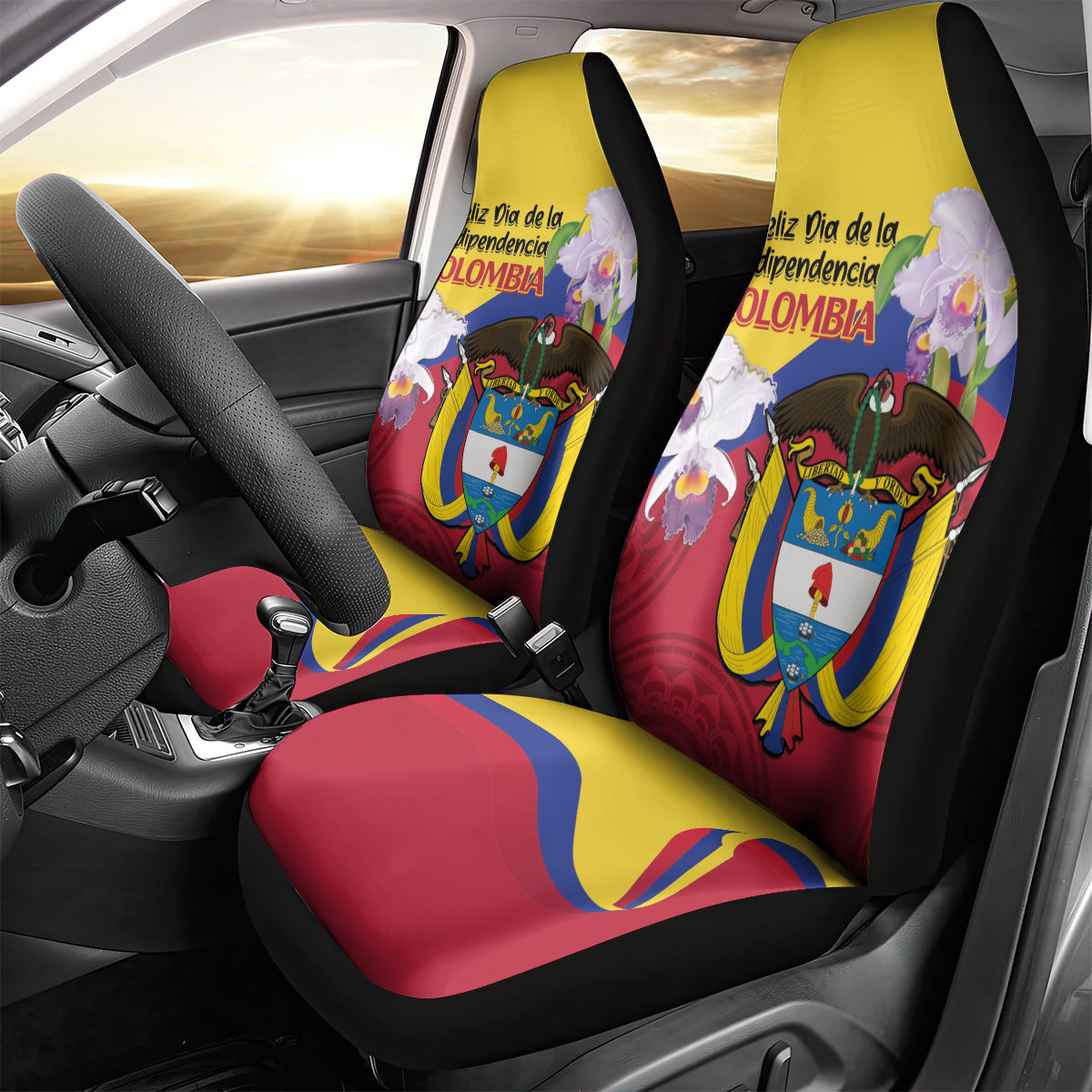 Colombia Independence Day Car Seat Cover Feliz Dia de la Independencia - Wonder Print Shop