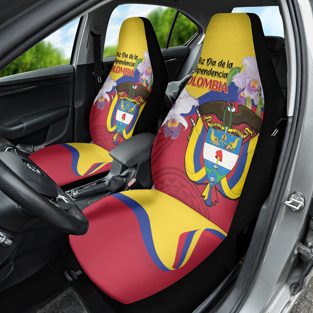 Colombia Independence Day Car Seat Cover Feliz Dia de la Independencia - Wonder Print Shop