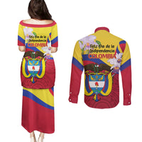 Colombia Independence Day Couples Matching Puletasi and Long Sleeve Button Shirt Feliz Dia de la Independencia - Wonder Print Shop