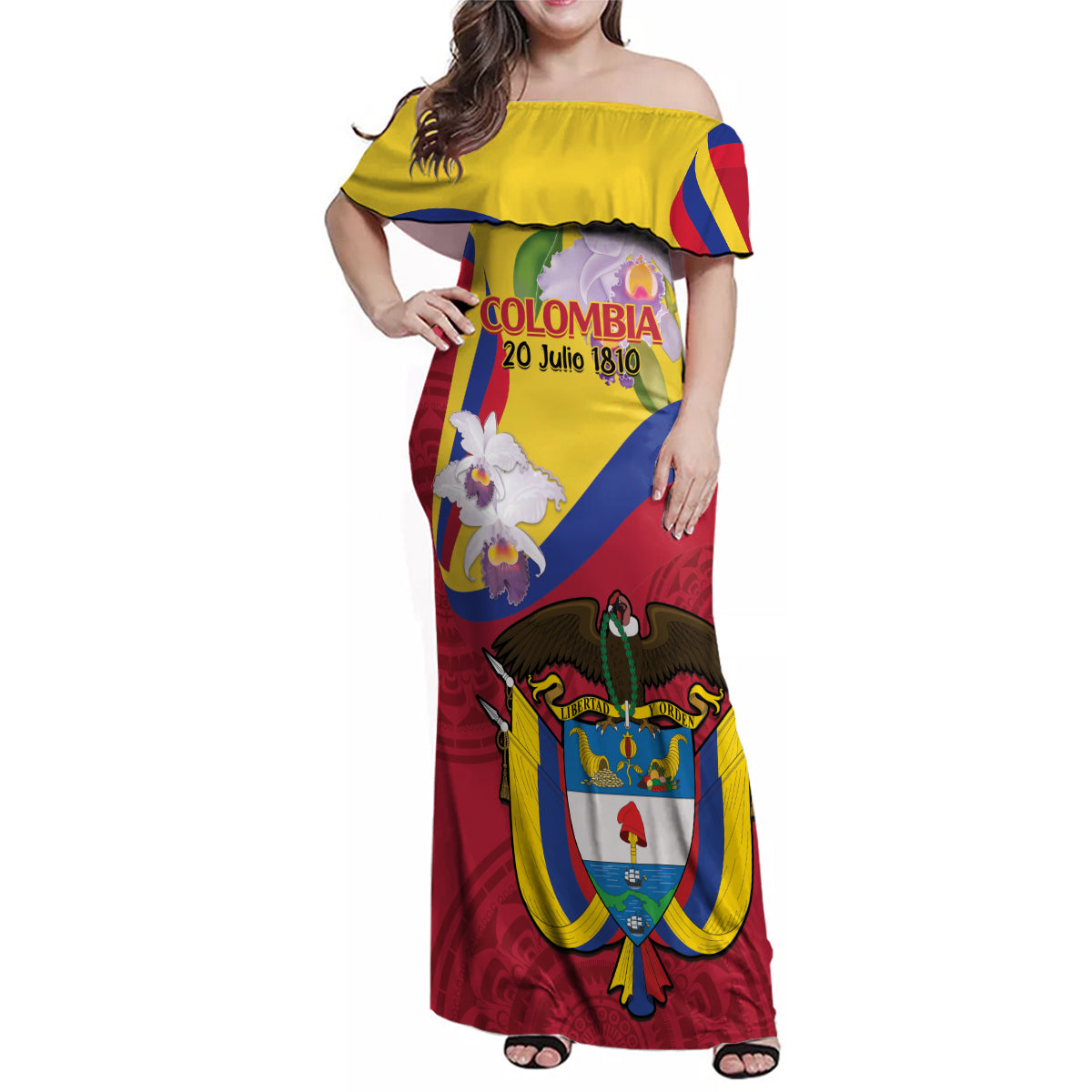 Colombia Independence Day Family Matching Off Shoulder Maxi Dress and Hawaiian Shirt Feliz Dia de la Independencia - Wonder Print Shop