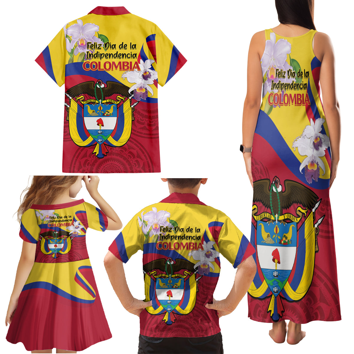 Colombia Independence Day Family Matching Tank Maxi Dress and Hawaiian Shirt Feliz Dia de la Independencia - Wonder Print Shop
