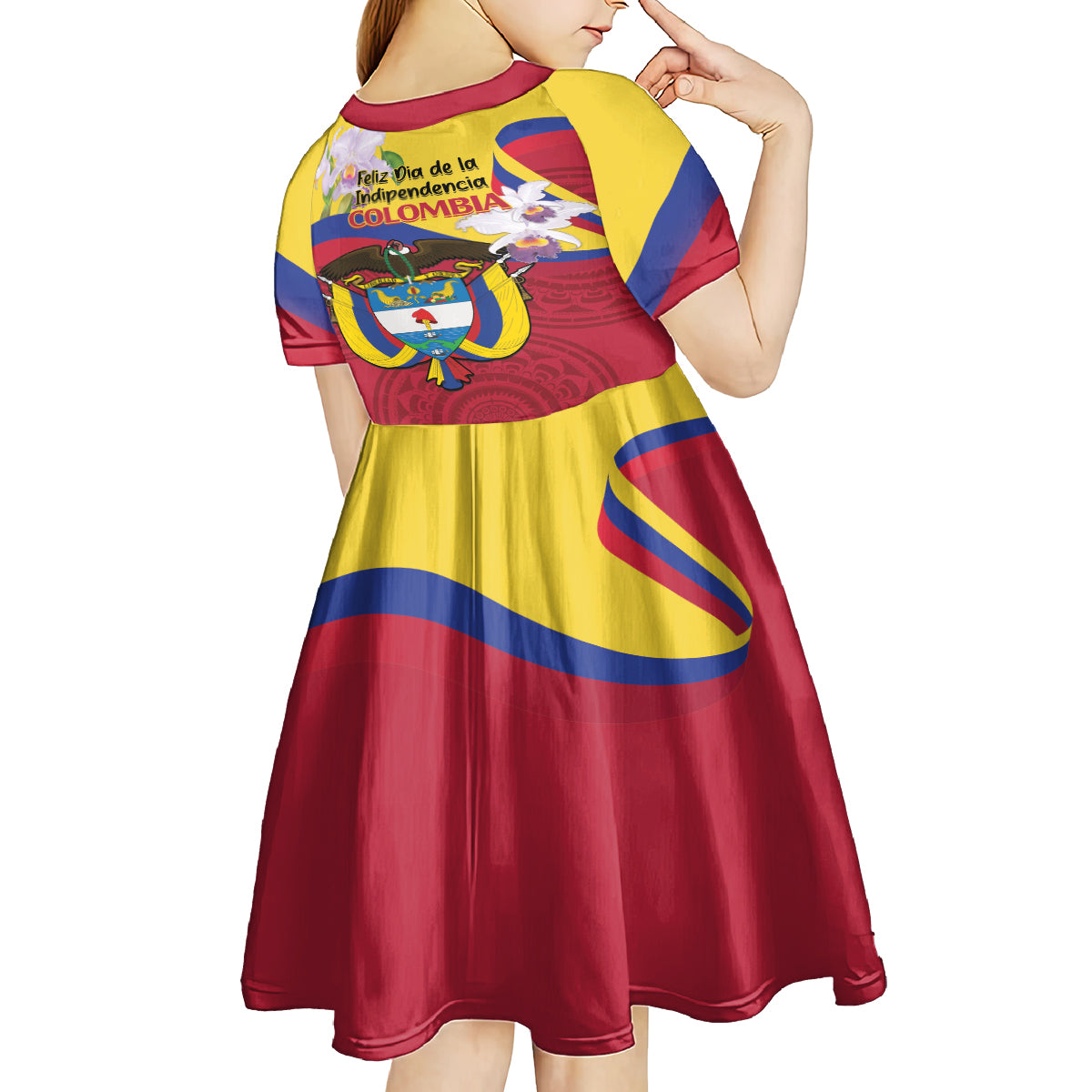 Colombia Independence Day Kid Short Sleeve Dress Feliz Dia de la Independencia - Wonder Print Shop