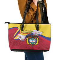 Colombia Independence Day Leather Tote Bag Feliz Dia de la Independencia - Wonder Print Shop