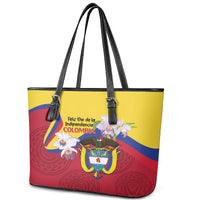 Colombia Independence Day Leather Tote Bag Feliz Dia de la Independencia - Wonder Print Shop