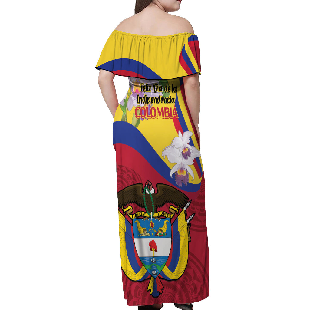 Colombia Independence Day Off Shoulder Maxi Dress Feliz Dia de la Independencia - Wonder Print Shop