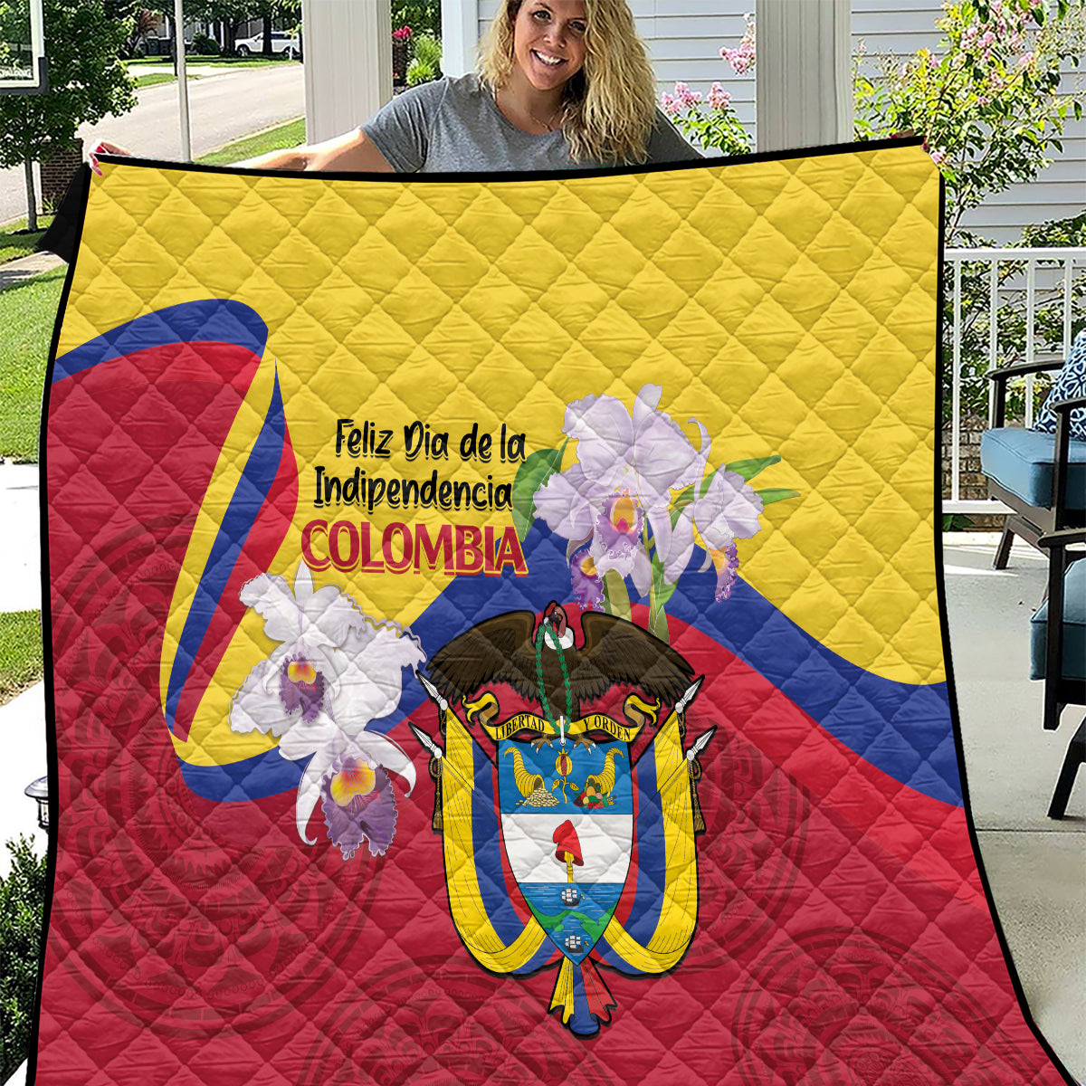 Colombia Independence Day Quilt Feliz Dia de la Independencia - Wonder Print Shop