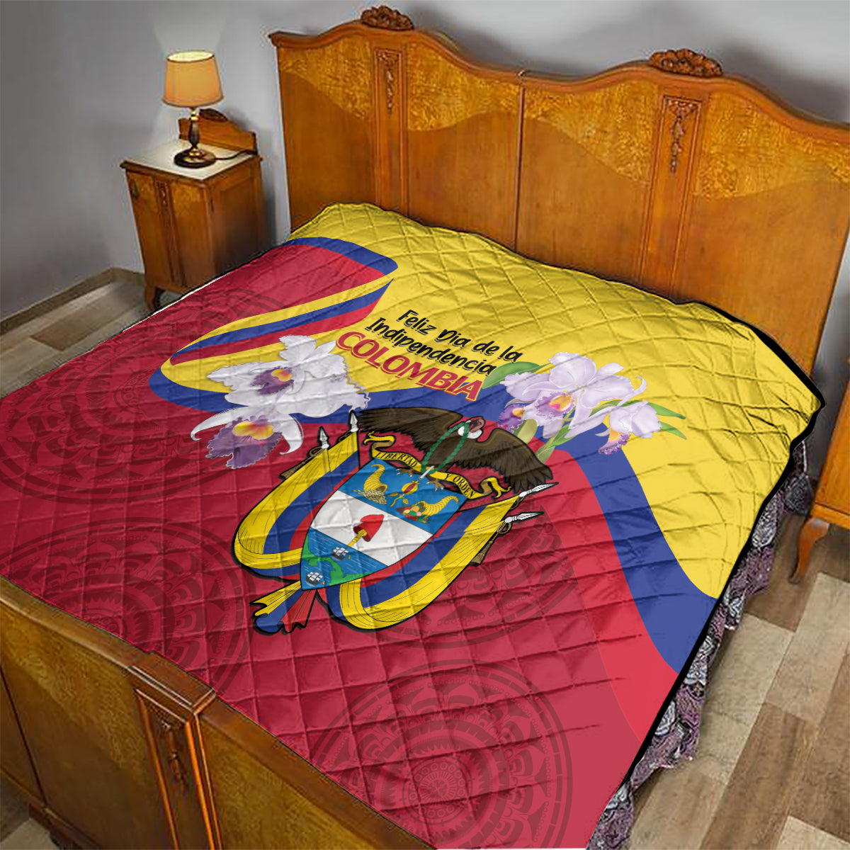 Colombia Independence Day Quilt Feliz Dia de la Independencia - Wonder Print Shop