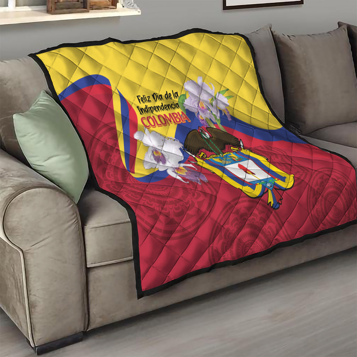 Colombia Independence Day Quilt Feliz Dia de la Independencia - Wonder Print Shop