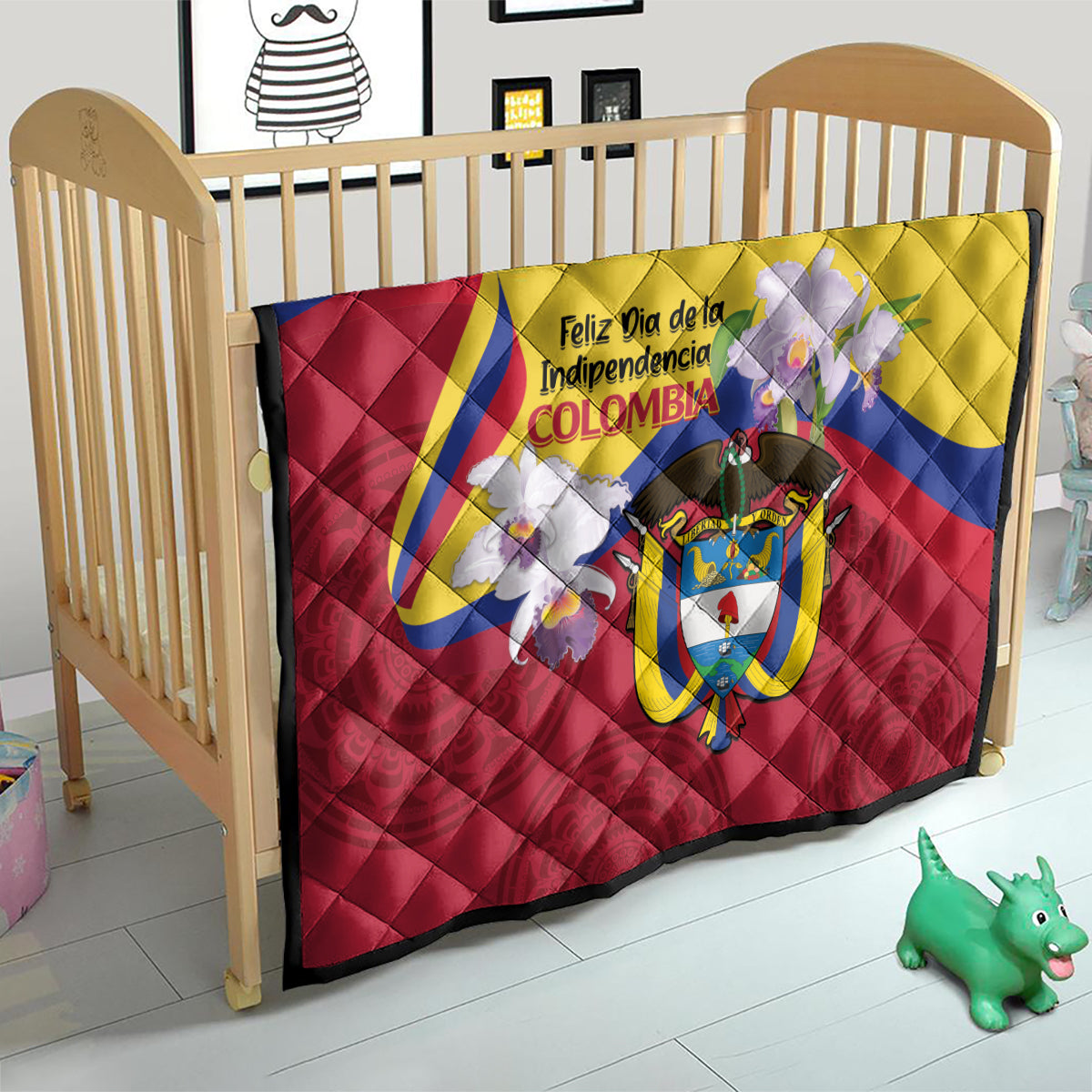 Colombia Independence Day Quilt Feliz Dia de la Independencia - Wonder Print Shop