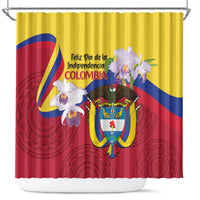 Colombia Independence Day Shower Curtain Feliz Dia de la Independencia