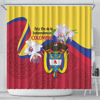 Colombia Independence Day Shower Curtain Feliz Dia de la Independencia