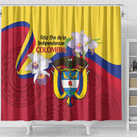 Colombia Independence Day Shower Curtain Feliz Dia de la Independencia