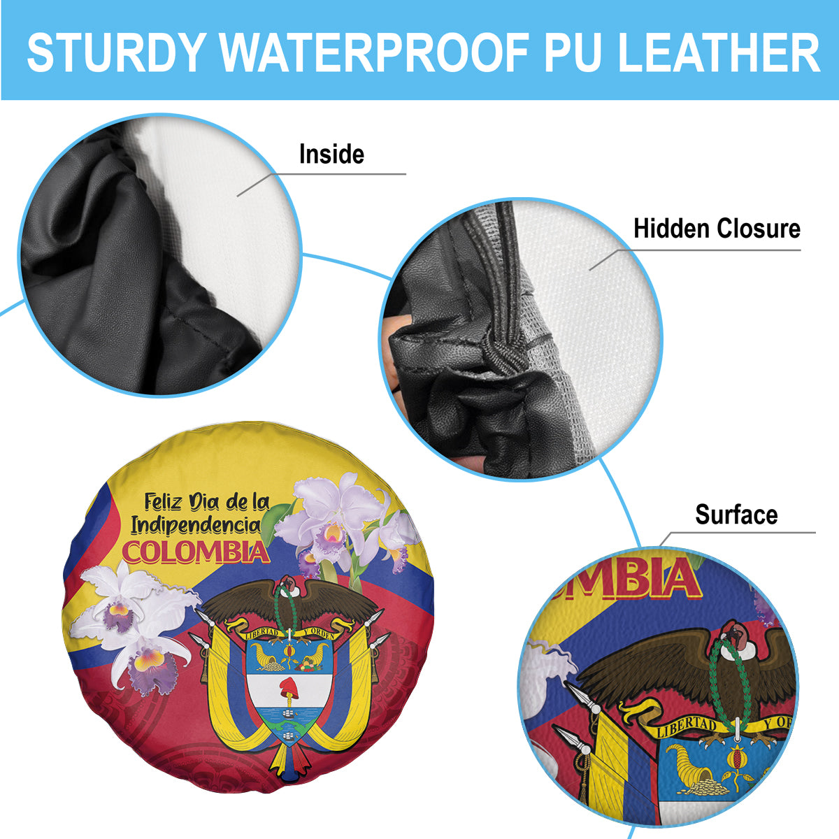 Colombia Independence Day Spare Tire Cover Feliz Dia de la Independencia - Wonder Print Shop