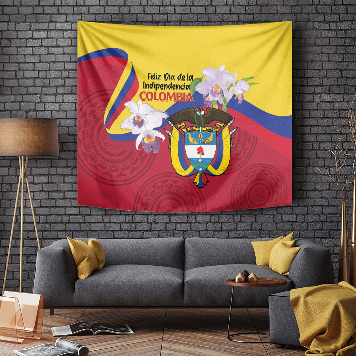 Colombia Independence Day Tapestry Feliz Dia de la Independencia - Wonder Print Shop