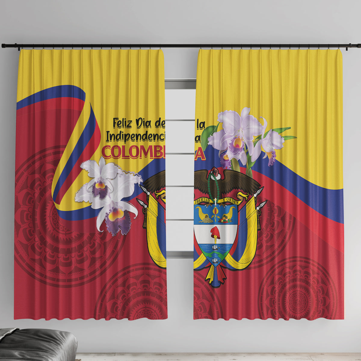 Colombia Independence Day Window Curtain Feliz Dia de la Independencia - Wonder Print Shop