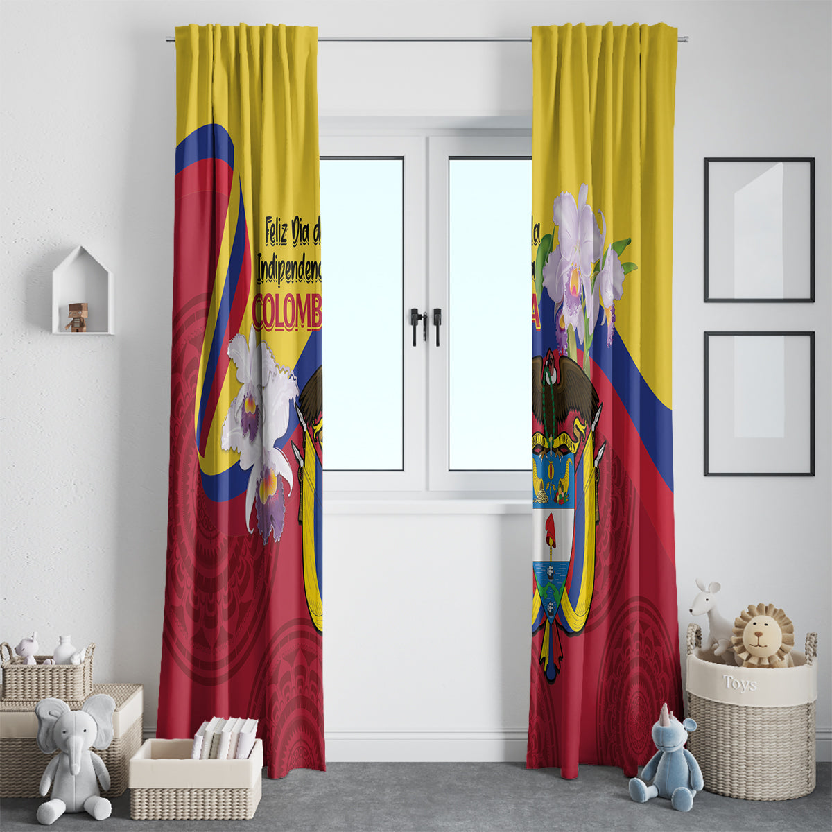 Colombia Independence Day Window Curtain Feliz Dia de la Independencia - Wonder Print Shop