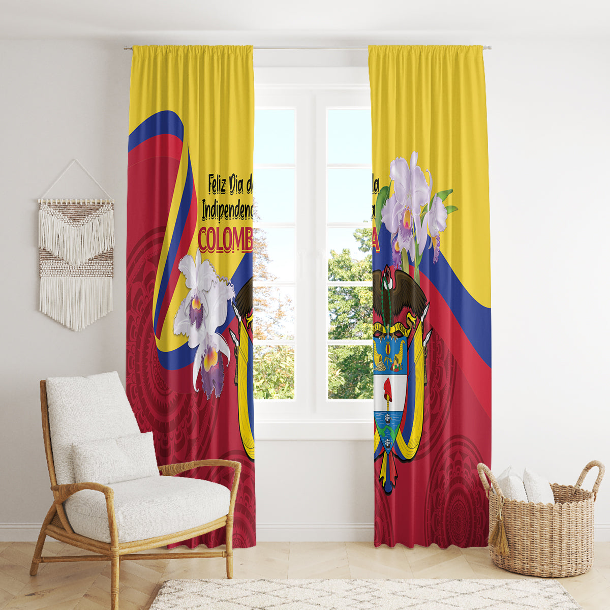 Colombia Independence Day Window Curtain Feliz Dia de la Independencia - Wonder Print Shop
