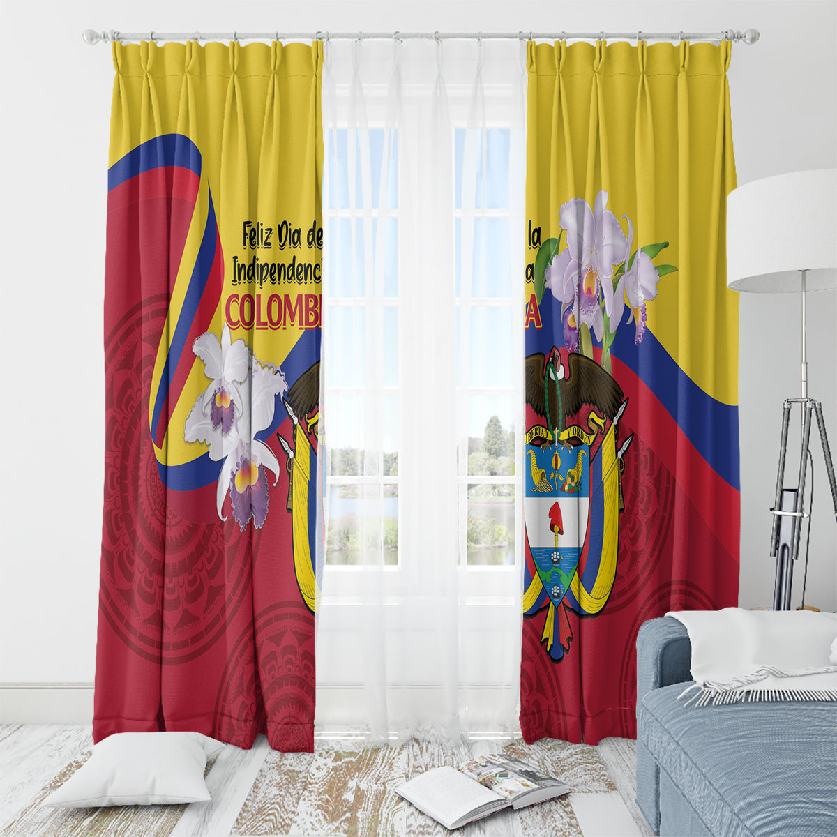 Colombia Independence Day Window Curtain Feliz Dia de la Independencia - Wonder Print Shop