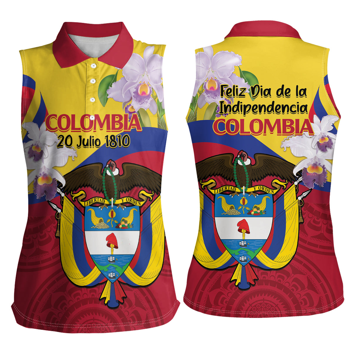 Colombia Independence Day Women Sleeveless Polo Shirt Feliz Dia de la Independencia - Wonder Print Shop