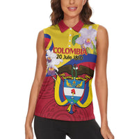 Colombia Independence Day Women Sleeveless Polo Shirt Feliz Dia de la Independencia - Wonder Print Shop