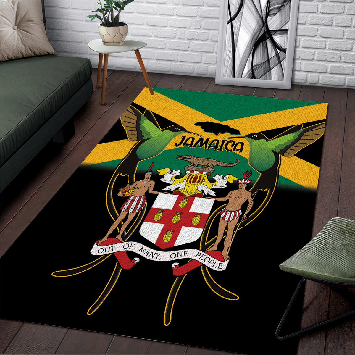 Jamaica Independence Day Area Rug Jumieka Coat Of Arms Mix Hummingbird - Wonder Print Shop