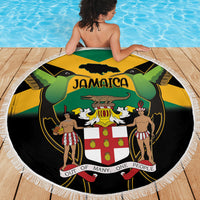 Jamaica Independence Day Beach Blanket Jumieka Coat Of Arms Mix Hummingbird - Wonder Print Shop