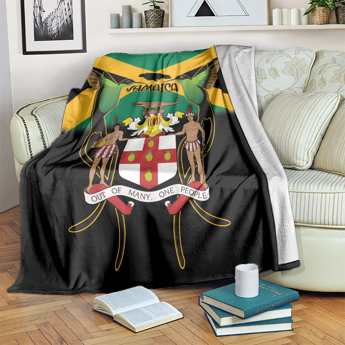 Jamaica Independence Day Blanket Jumieka Coat Of Arms Mix Hummingbird