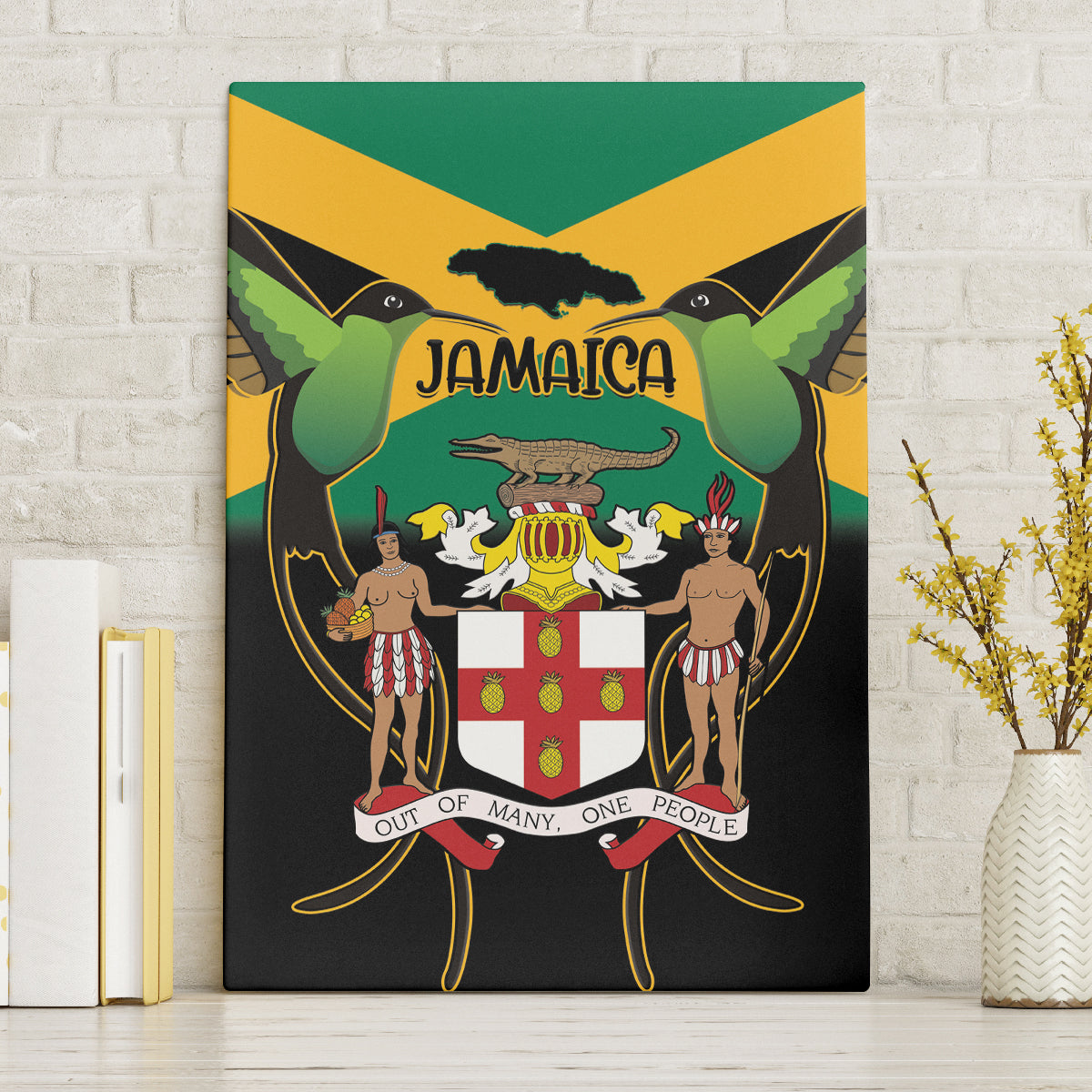 Jamaica Independence Day Canvas Wall Art Jumieka Coat Of Arms Mix Hummingbird - Wonder Print Shop