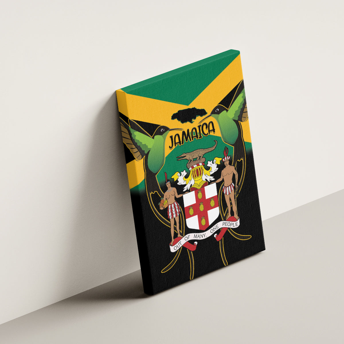 Jamaica Independence Day Canvas Wall Art Jumieka Coat Of Arms Mix Hummingbird - Wonder Print Shop