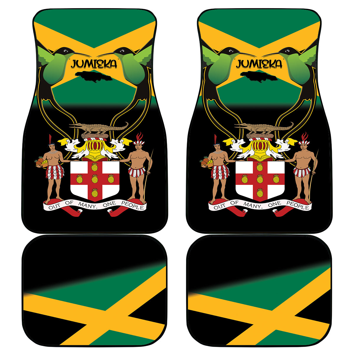 Jamaica Independence Day Car Mats Jumieka Coat Of Arms Mix Hummingbird - Wonder Print Shop