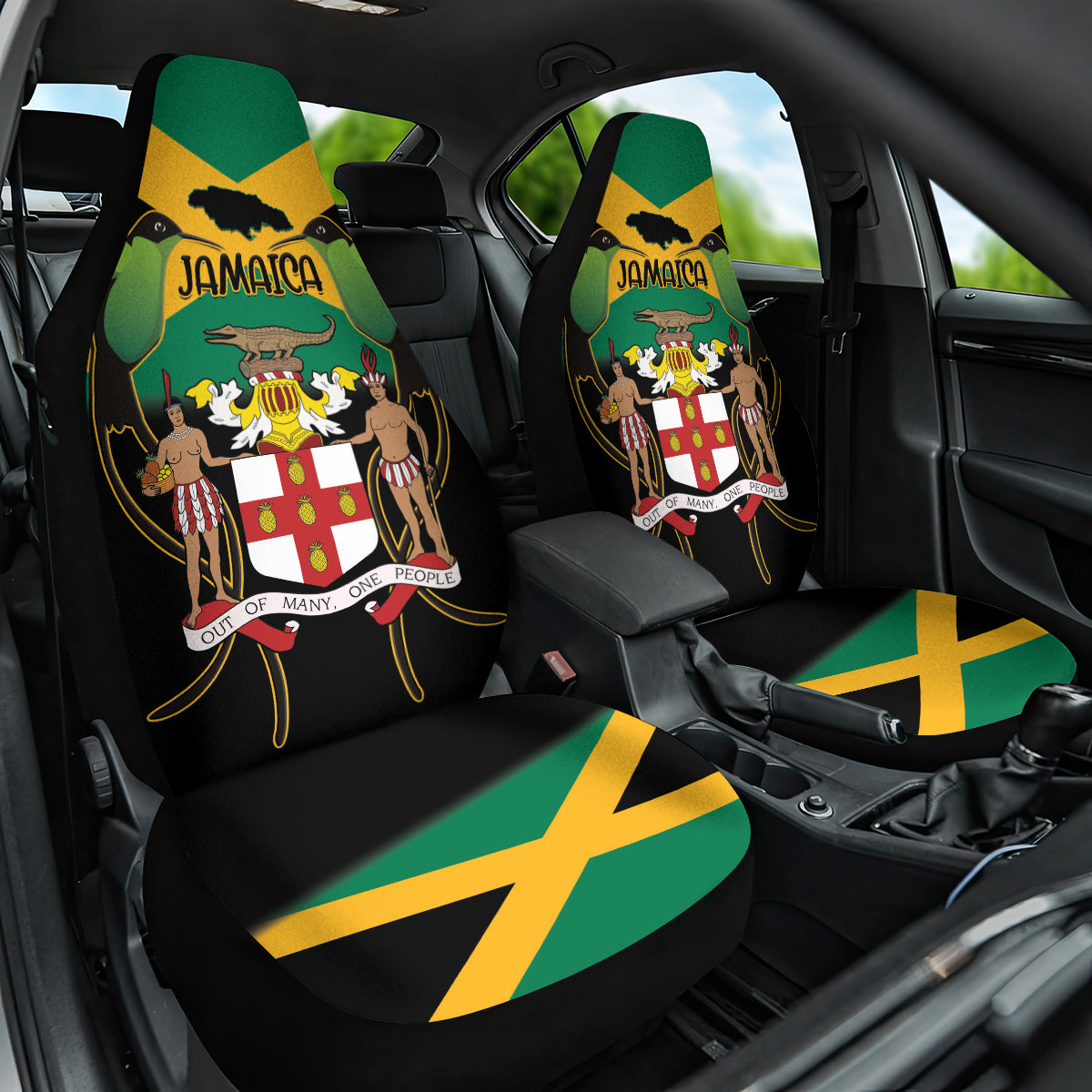 Jamaica Independence Day Car Seat Cover Jumieka Coat Of Arms Mix Hummingbird