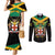 Jamaica Independence Day Couples Matching Mermaid Dress and Long Sleeve Button Shirt Jumieka Coat Of Arms Mix Hummingbird