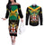 Jamaica Independence Day Couples Matching Off The Shoulder Long Sleeve Dress and Long Sleeve Button Shirt Jumieka Coat Of Arms Mix Hummingbird