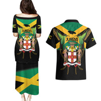 Jamaica Independence Day Couples Matching Puletasi and Hawaiian Shirt Jumieka Coat Of Arms Mix Hummingbird - Wonder Print Shop
