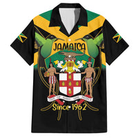 Jamaica Independence Day Family Matching Long Sleeve Bodycon Dress and Hawaiian Shirt Jumieka Coat Of Arms Mix Hummingbird - Wonder Print Shop