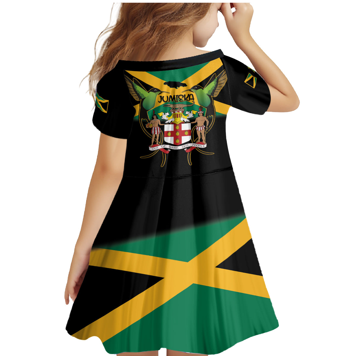 Jamaica Independence Day Family Matching Mermaid Dress and Hawaiian Shirt Jumieka Coat Of Arms Mix Hummingbird - Wonder Print Shop