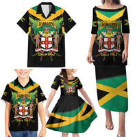 Jamaica Independence Day Family Matching Puletasi and Hawaiian Shirt Jumieka Coat Of Arms Mix Hummingbird - Wonder Print Shop