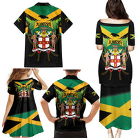 Jamaica Independence Day Family Matching Puletasi and Hawaiian Shirt Jumieka Coat Of Arms Mix Hummingbird - Wonder Print Shop