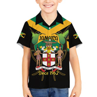 Jamaica Independence Day Family Matching Short Sleeve Bodycon Dress and Hawaiian Shirt Jumieka Coat Of Arms Mix Hummingbird - Wonder Print Shop