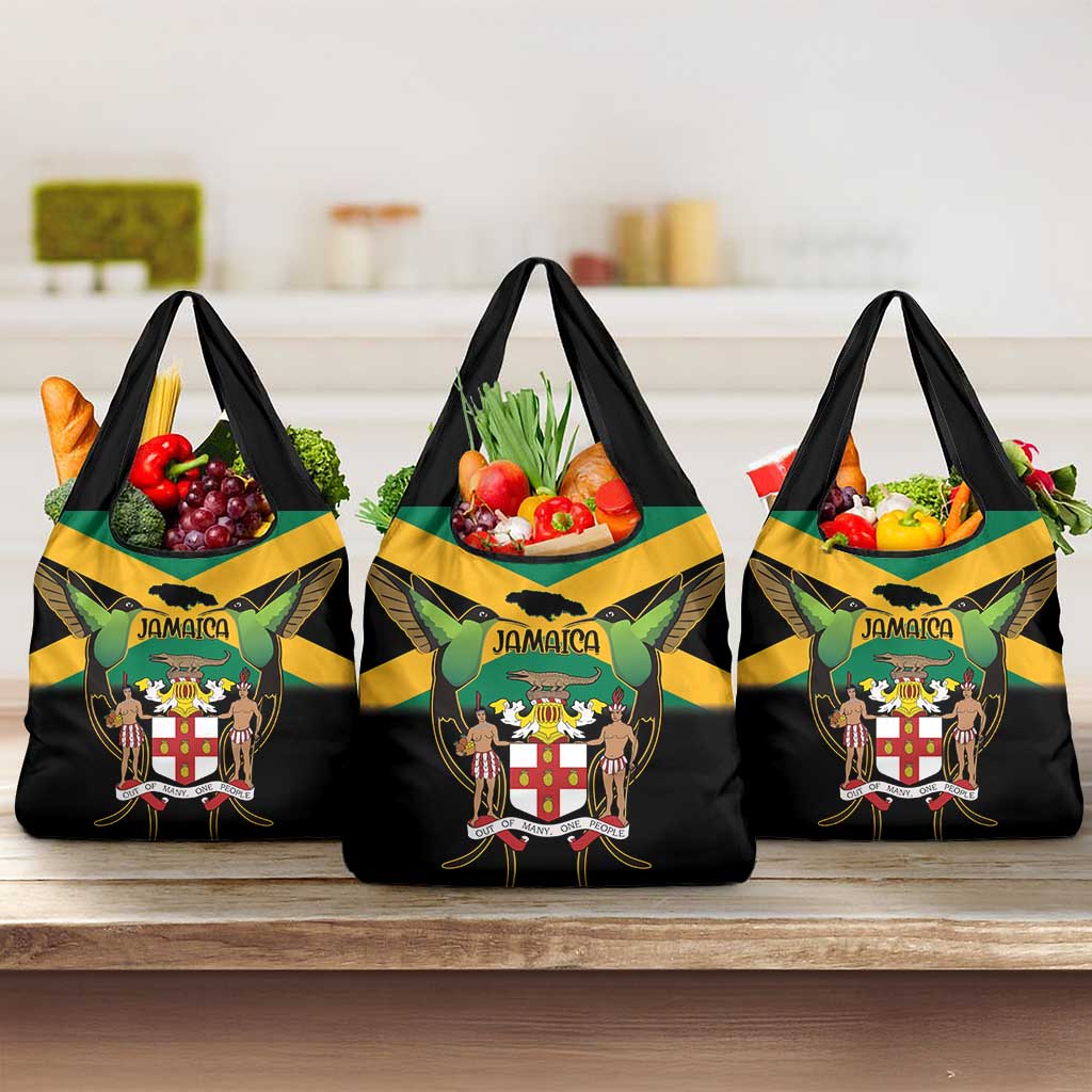 Jamaica Independence Day Grocery Bag Jumieka Coat Of Arms Mix Hummingbird