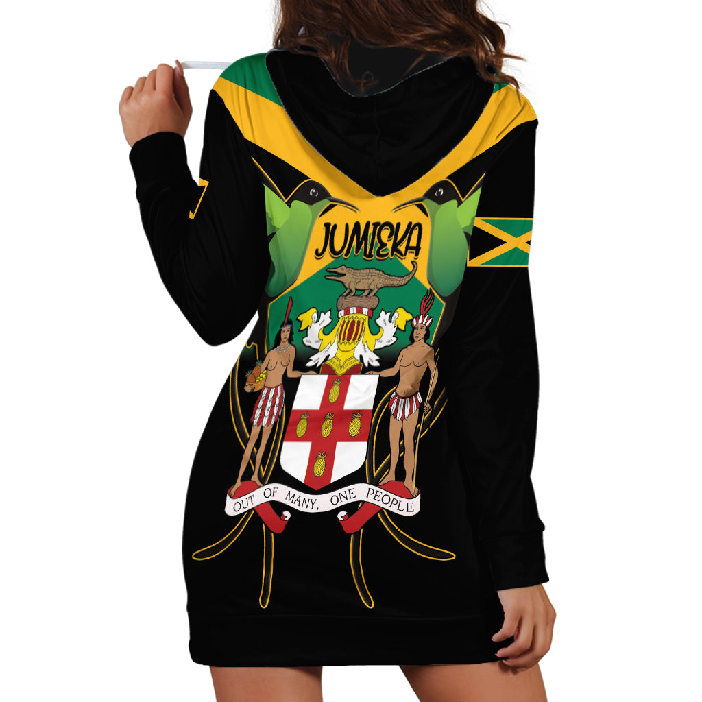 Jamaica Independence Day Hoodie Dress Jumieka Coat Of Arms Mix Hummingbird - Wonder Print Shop