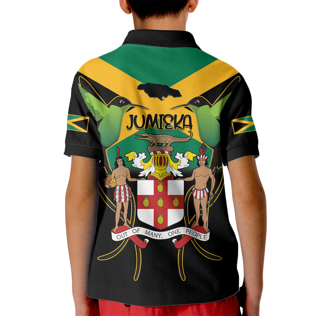 Jamaica Independence Day Kid Polo Shirt Jumieka Coat Of Arms Mix Hummingbird - Wonder Print Shop