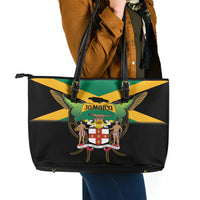 Jamaica Independence Day Leather Tote Bag Jumieka Coat Of Arms Mix Hummingbird - Wonder Print Shop