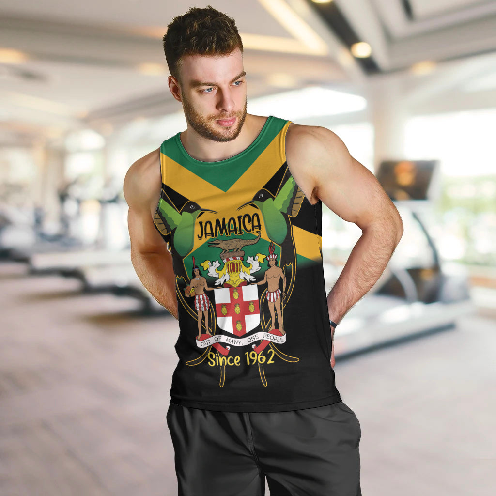 Jamaica Independence Day Men Tank Top Jumieka Coat Of Arms Mix Hummingbird